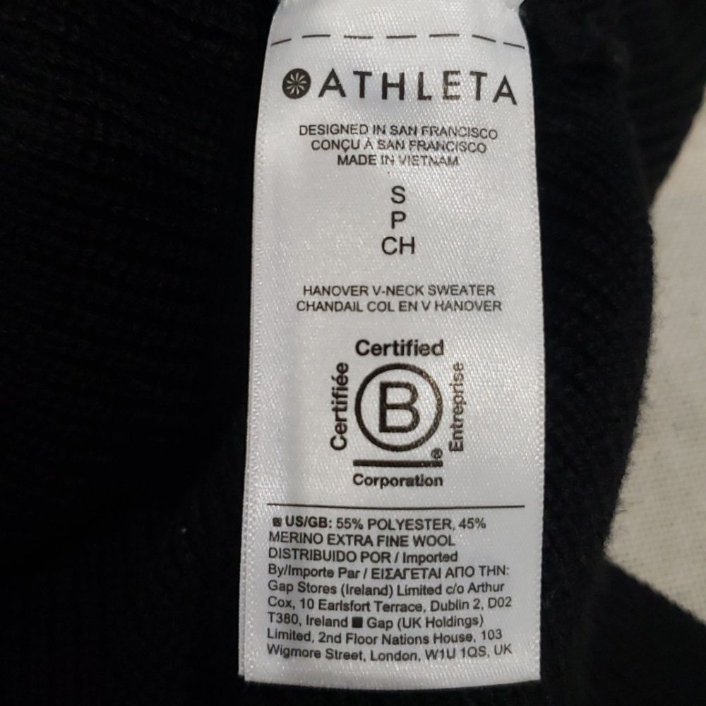 Athleta Sweater Womens Sm Black Hanover Refined V-Neck Rib Knit Tunic - Picture 6 of 6